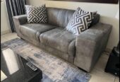 Terry Leather 2 Seater Couch in Buffed Charcoal