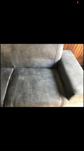 Terry Leather 2 Seater Couch in Buffed Charcoal