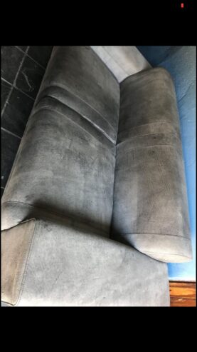 Terry Leather 2 Seater Couch in Buffed Charcoal