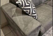 Terry Leather 2 Seater Couch in Buffed Charcoal