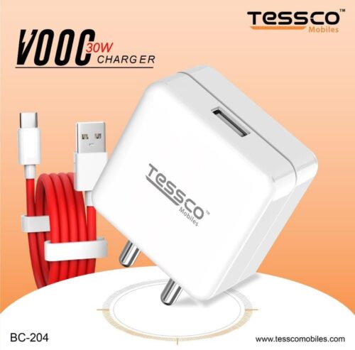 *_Tessco Japan Premium Quality New Arrival BC-204 Vooc Charger 30W (0.6A Max) With Fast Cable,