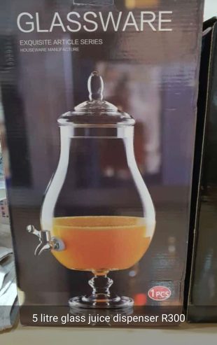 Glass juice dispenser. 5 litre